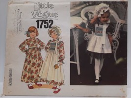 VTG 1970&#39;s Vogue Sewing Pattern 1752 Children&#39;s Dress Bonnet &amp; Pinafore ... - £14.75 GBP