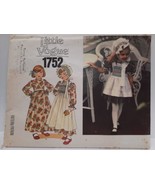 VTG 1970&#39;s Vogue Sewing Pattern 1752 Children&#39;s Dress Bonnet &amp; Pinafore ... - £14.70 GBP