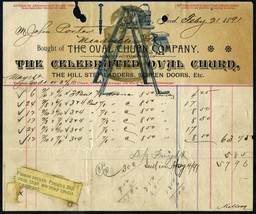 1891 OVAL CHURN COMPANY Goshen IN Antique Billhead Document Receipt Ladd... - £7.10 GBP