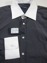 NWT Peter Werth UK Dark Gray with White Cuffs &amp; Collar Cotton Shirt XL 1... - £26.54 GBP
