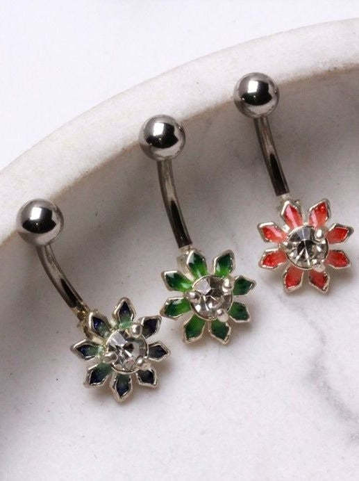 316L Stainless Steel Flower Navel Ring Item image 2