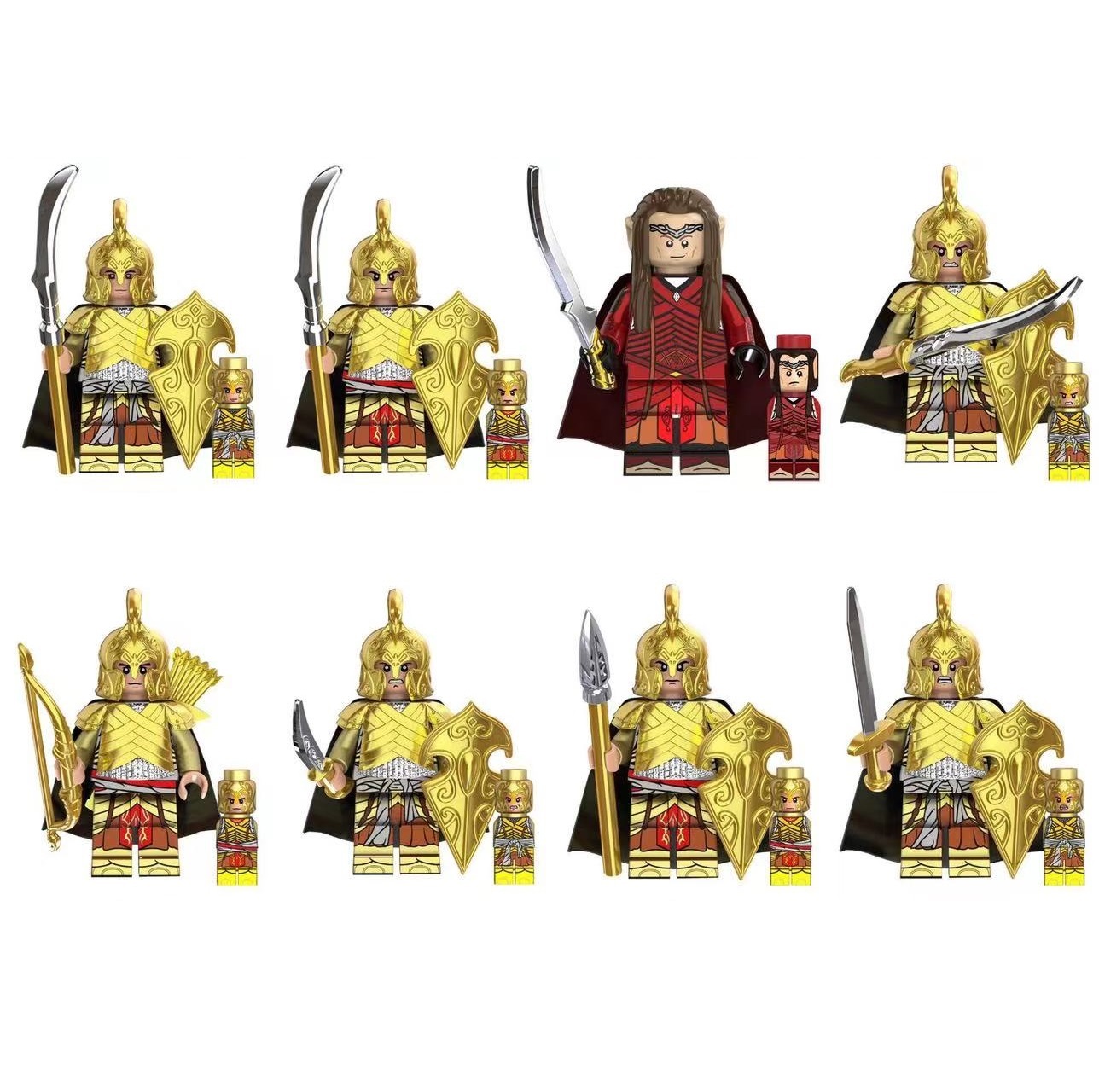 The Lord of the Rings Elrond Rivendell Elf Soldiers 8pcs Minifigures Bricks Toy