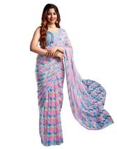 WORLD-WIDE SHOP Women&#39;s Printed Georgette Saree With Blouse Piece | Bollywood In - £18.40 GBP