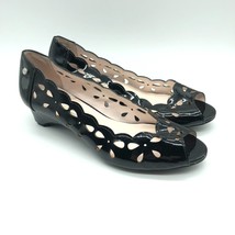 Dana Buchman Womens Heels Peep Toe Patent Leather Block Heel Slip On Bla... - $14.49