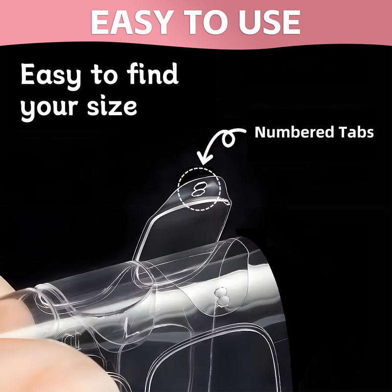 10 Sheets Nail Adhesive Tabs, 300 Pcs Clear Nail Stickers for Press Ons, 15 Size Item image 2