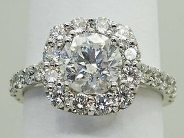 1.92ct tw Natural Diamond Halo Engagement Ring 14k White Gold Size 4.5 - £5,766.66 GBP