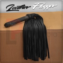 Real Cow Hide Black Leather Flogger 50 Thick Tails Heavy &amp; Thuddy impact... - £14.64 GBP