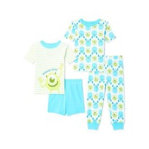 Monsters Inc. Boys’ 4-Piece Cotton Pajama Set, Green/Blue Size 18M - £22.93 GBP