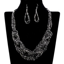 Newest Exaggerated Small Beaded Strands Statement Choker Necklace and Earrings H - £17.88 GBP