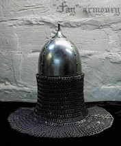 Medieval Norman Viking Helmet Steel Early With Chainmail 18GA  - £372.75 GBP