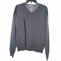 J.C. de Castelbajac Men Cardigan Sweater V Neck Wool Diamond Print Gray ... - $56.42