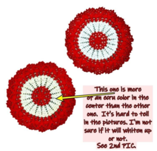 Set of 2 Vintage Hand Crocheted Doilies 1 Red White 1 Red Ecru Round 8.5&quot;  *READ - £7.53 GBP