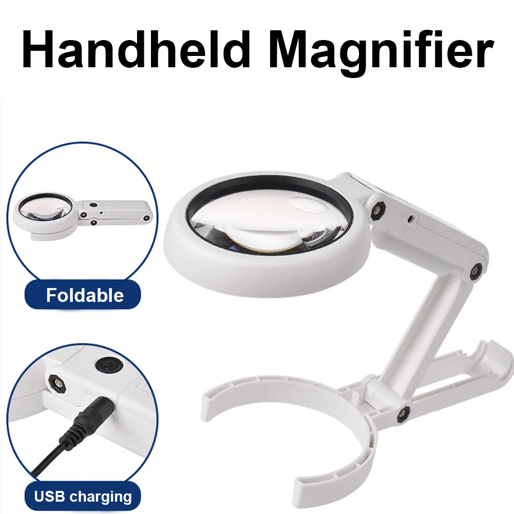 Portable Handheld Magnifying Gl with LED Lamps Folding Desktop Magnifying Gl for - £153.00 GBP