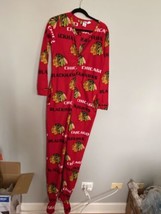 Adult Chicago Blackhawks Footie Pajamas Size Small One Piece Zip Unisex - £17.99 GBP