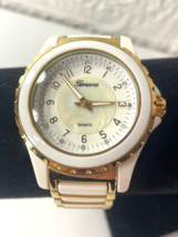 Ladies Geneva 8029 Mother of Pearl Gold Tone White Dial Analog Watch *NE... - $11.14