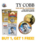 TY COBB Golden Legends 24K Gold Plated GEORGIA State Quarter U.S. Coin -... - $12.16