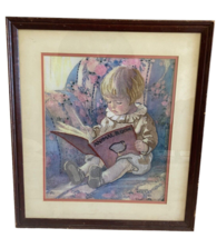 Jessie Wilcox Smith Embroidered Needlepoint Finished Art Framed Animal B... - $121.19