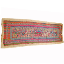 Elegant Handspun Embroidered Table Runner And Stole With Tassel Trim - £80.73 GBP