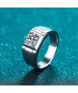 GRA Certified Frosted Round Cut Solitaire 0.5/1ct Moissanite S925 Man Ring - $100.00+