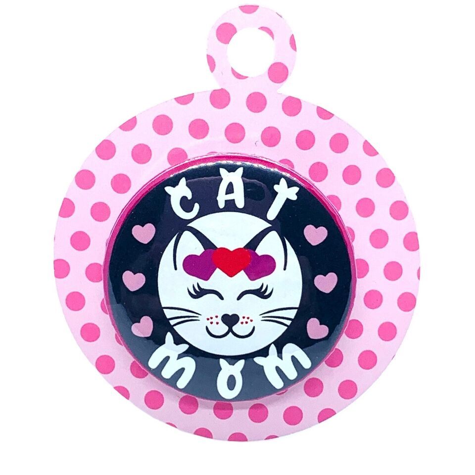 Cat Mom Pinback  Badge Button
