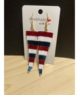 Hand Crafted, Hand threaded, Triangle Red,White and Blue Earrings- Free ... - €18,23 EUR