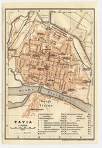 1902 Original Antique City Map Of Of Pavia / Lombardy / Italy - £17.08 GBP
