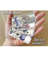 4x Miniature STICKERS Mexican Money Dinero Dollar Bills Tiny Small Cash ... - £3.89 GBP