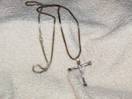 NAIL CROSS 1.5X2" silver color 30" box chain w/1 nail formed for body (1.1) - $11.40