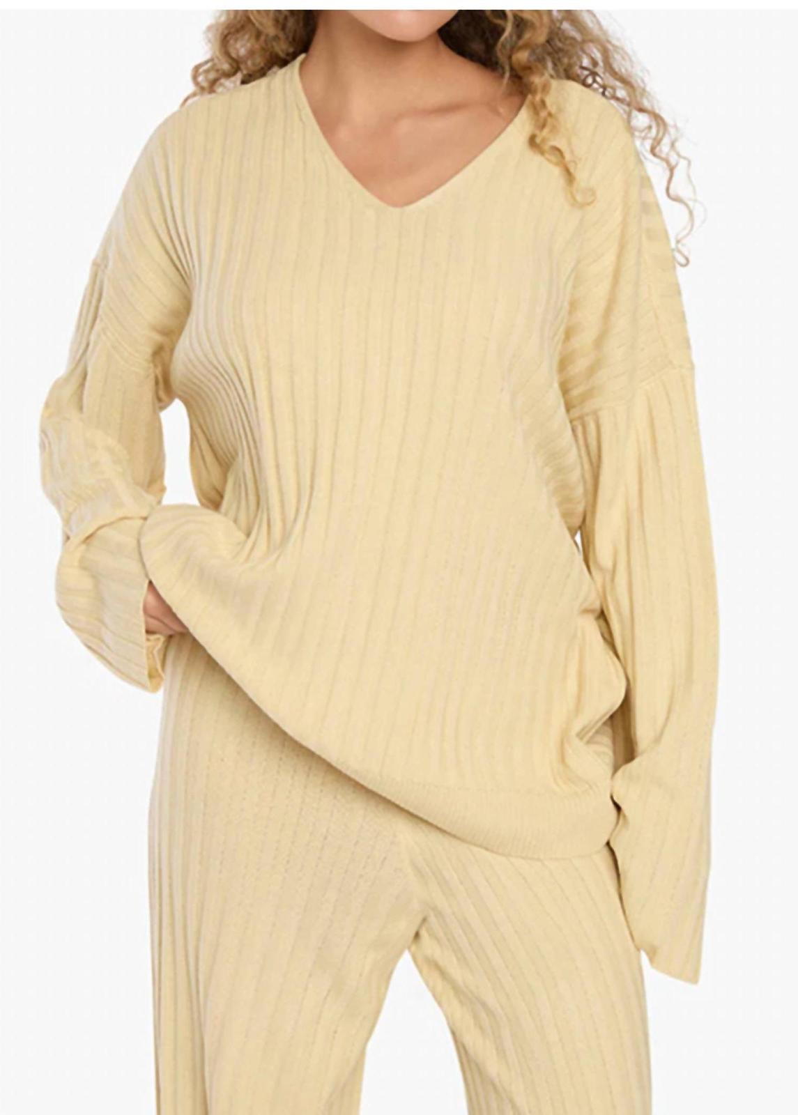 We Wore What Oversized V Neck Sweater Wheat - $75.00