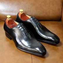 New Handmade Men&#39;s Black Leather Oxford Whole Cut Chisel Toe Dress Formal Shoes - £100.78 GBP