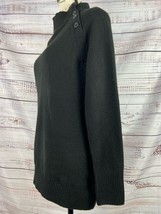 Talbots Sweater Womens Sp Black Mock Neck Button Accent Long Sleeve Stretch NWT - £19.97 GBP
