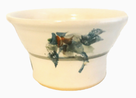 Studio Pottery Bowl White w/ Handpainted Floral  3&quot;H  5.5&quot; diam Signed - $15.29