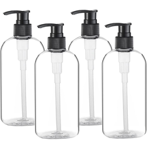 Empty Plastic Pump Bottles Dispenser 4 Pack 16Oz/500Ml Portable Clear Bpa - £12.41 GBP