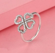 925 Sterling Silver Petals of Love Ring with Clear Zirconia - £15.14 GBP