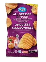 10 Bags Of Great Value All Dressed Rippled Chips Size 200g Canada Free Shipping - $40.64