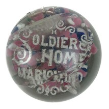 Vintage Early 1900s Soliders Home Marion Indiana Glass Paperweight Floral - $12.77
