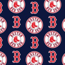 Cotton Boston Red Sox on Navy MLB Baseball Sport Cotton Fabric Print BTY D158.06 - £11.22 GBP