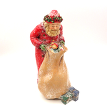 Hallmark Santa with Toy Bag Winter Christmas Resin Figurine Glitter Snow 9&quot; - $22.76