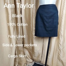 Ann Taylor Black 100% Cotton Cargo Skirt Size 6P - £12.78 GBP