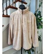 BoxerCraft Men&#39;s Tan Fuzzy Fleece 3/4 Zip Long Sleeve Pullover Jacket Si... - £43.90 GBP