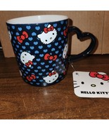 NEW w/tag Hello Kitty Mug, Navy Hearts And Heart Shaped Handle 16 OZ - £10.74 GBP