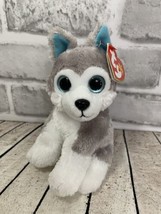 Ty Beanie Babies baby Sledder plush husky gray blue eyes white puppy dog... - $9.89