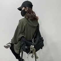 Harajuku Techwear Canvas Sling Bag Crossbody Bags For Women Handbag Purses And H - £23.50 GBP