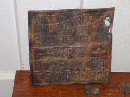 Vintage The Underwriter Fire Extinguisher Embossed Sign - $823.64 MXN
