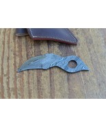 Beautiful solid damascus custom made neck knife From The Eagle Collectio... - £23.36 GBP