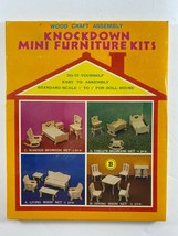 Vintage Wood Craft Assembly Knockdown Mini Furniture Doll House DINING ROOM SET - £15.77 GBP