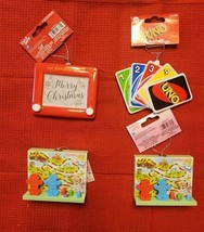 Lot Of 4 Game Christmas Ornamete. Uno Etchasketch And Candyland - $15.25