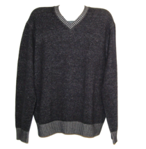 Raffi Navy Gray Wool Cashmere Men&#39;s V-Neck Shirt Sweater Size US XL EU 54 - £95.08 GBP
