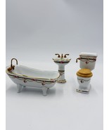 Reutter Germany Porcelain Floral Victorian Bathroom Set Dollhouse Miniat... - €105,46 EUR