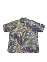 Hilo Hattie Hawaiian Shirt Mens 2XL Reverse Print Blue Leaves Match Pocket  - £21.62 GBP